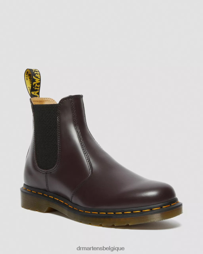 chaussure être Dr. Martens Hommes Bottines chelsea en cuir lisse à coutures jaunes 2976 bordeaux lisse 6RFZX0104