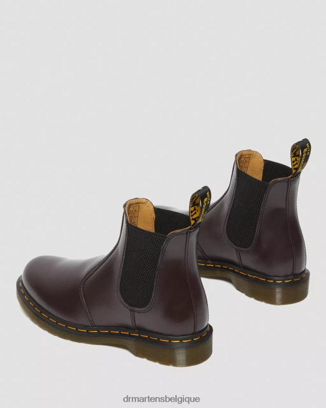 chaussure être Dr. Martens Hommes Bottines chelsea en cuir lisse à coutures jaunes 2976 bordeaux lisse 6RFZX0104