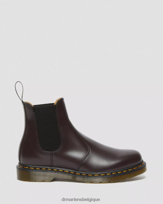chaussure être Dr. Martens Hommes Bottines chelsea en cuir lisse à coutures jaunes 2976 bordeaux lisse 6RFZX0104