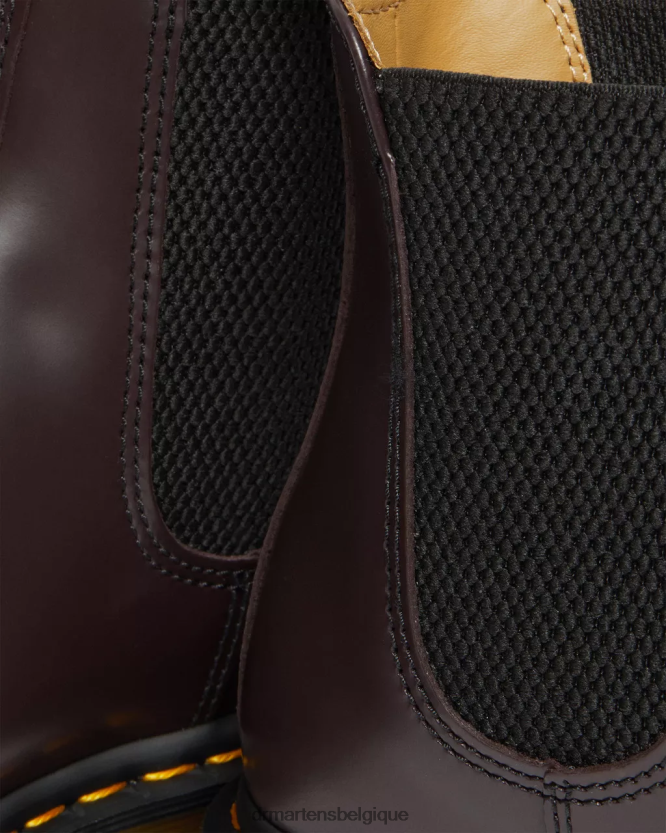 chaussure être Dr. Martens Hommes Bottines chelsea en cuir lisse à coutures jaunes 2976 bordeaux lisse 6RFZX0104