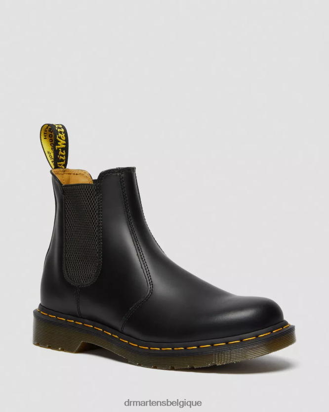 chaussure être Dr. Martens Hommes Bottines chelsea en cuir lisse à coutures jaunes 2976 noir lisse 6RFZX038