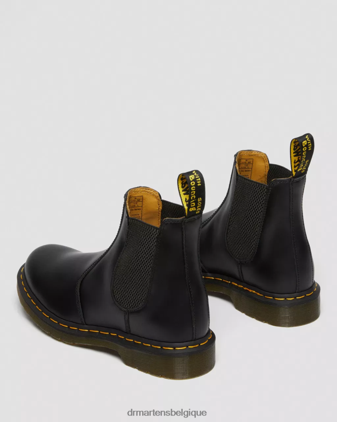 chaussure être Dr. Martens Hommes Bottines chelsea en cuir lisse à coutures jaunes 2976 noir lisse 6RFZX038
