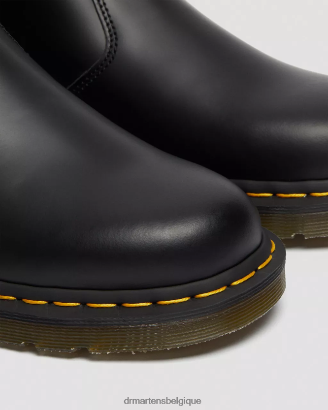 chaussure être Dr. Martens Hommes Bottines chelsea en cuir lisse à coutures jaunes 2976 noir lisse 6RFZX038