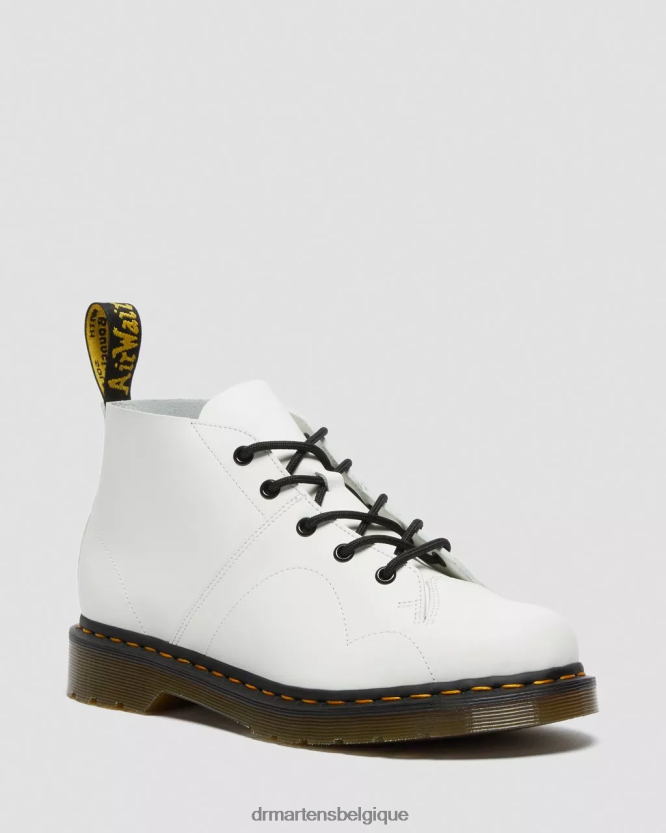 chaussure être Dr. Martens Hommes bottes de singe en cuir lisse Church blanc lisse 6RFZX0198