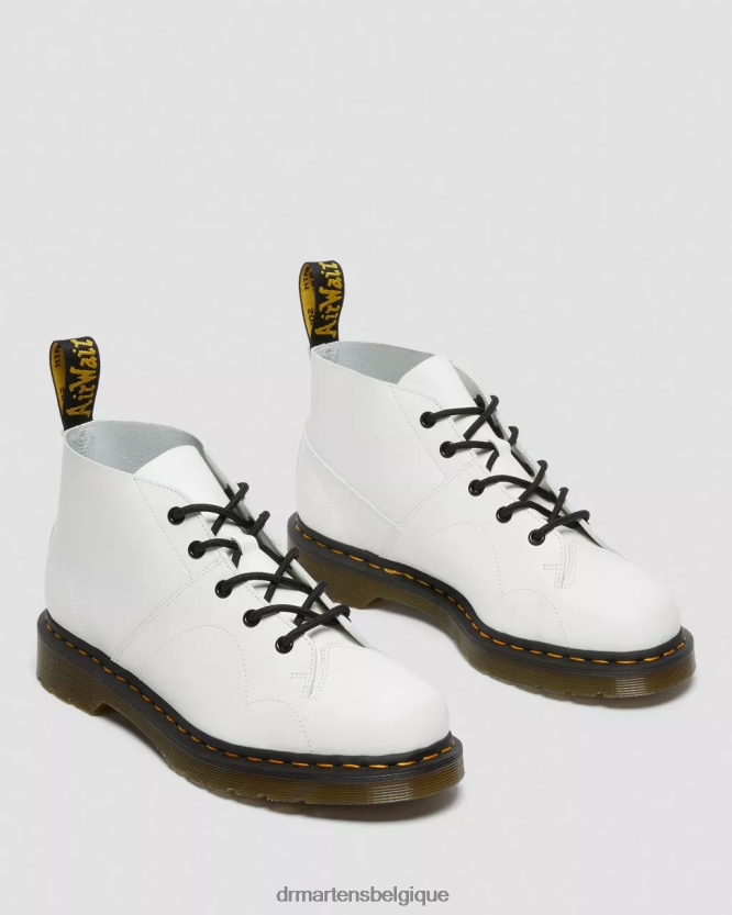 chaussure être Dr. Martens Hommes bottes de singe en cuir lisse Church blanc lisse 6RFZX0198