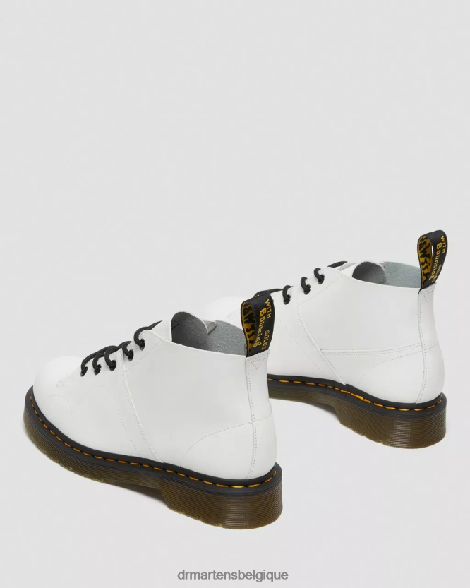 chaussure être Dr. Martens Hommes bottes de singe en cuir lisse Church blanc lisse 6RFZX0198