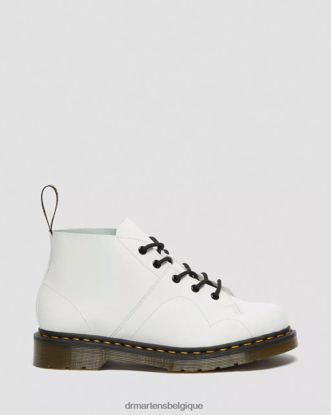 chaussure être Dr. Martens Hommes bottes de singe en cuir lisse Church blanc lisse 6RFZX0198