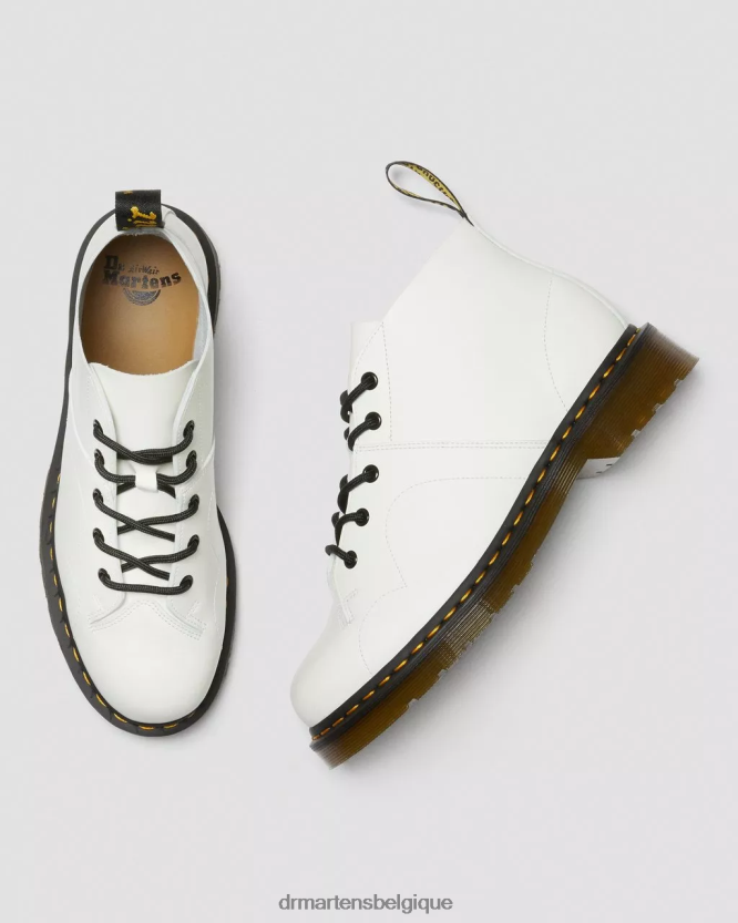 chaussure être Dr. Martens Hommes bottes de singe en cuir lisse Church blanc lisse 6RFZX0198
