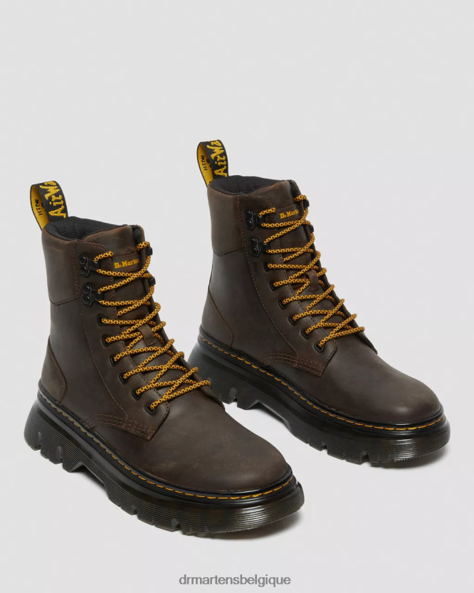 chaussure être Dr. Martens Hommes bottes utilitaires en cuir tarik crazy horse cheval fou marron foncé 6RFZX080