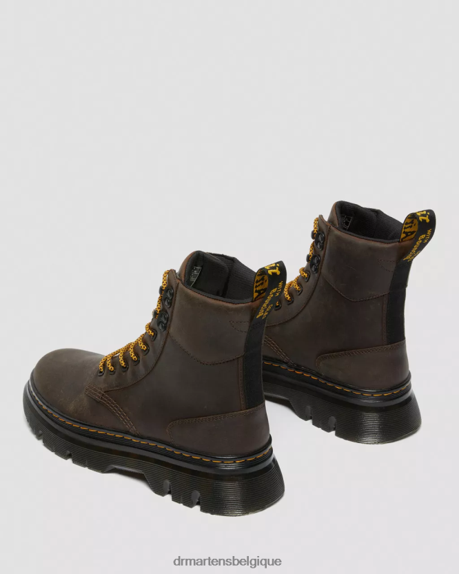 chaussure être Dr. Martens Hommes bottes utilitaires en cuir tarik crazy horse cheval fou marron foncé 6RFZX080