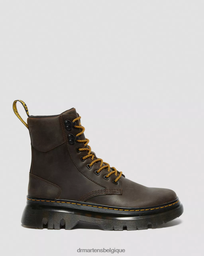 chaussure être Dr. Martens Hommes bottes utilitaires en cuir tarik crazy horse cheval fou marron foncé 6RFZX080