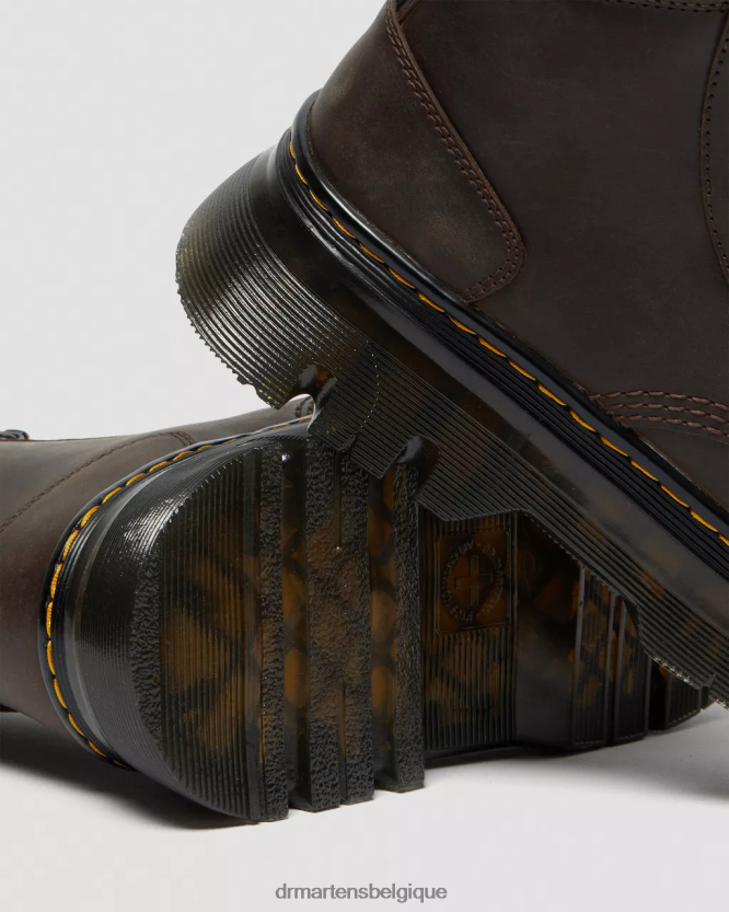 chaussure être Dr. Martens Hommes bottes utilitaires en cuir tarik crazy horse cheval fou marron foncé 6RFZX080