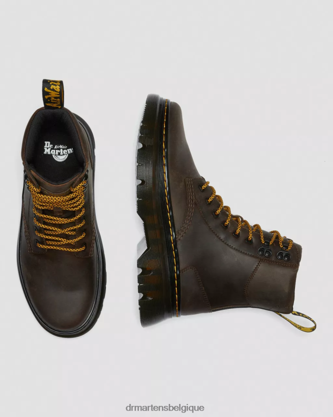 chaussure être Dr. Martens Hommes bottes utilitaires en cuir tarik crazy horse cheval fou marron foncé 6RFZX080