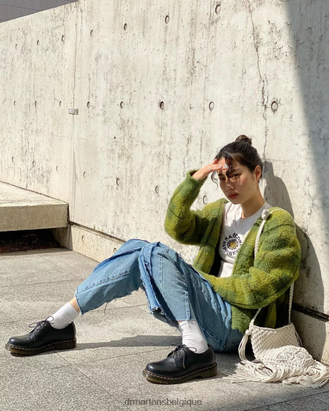 chaussure être Dr. Martens Hommes Chaussures richelieu 1461 en cuir nappa nappa noir 6RFZX0288