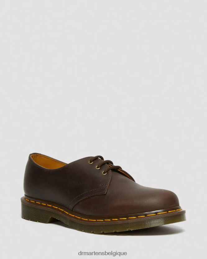 chaussure être Dr. Martens Hommes Chaussures richelieu en cuir Crazy Horse 1461 cheval fou marron 6RFZX0284