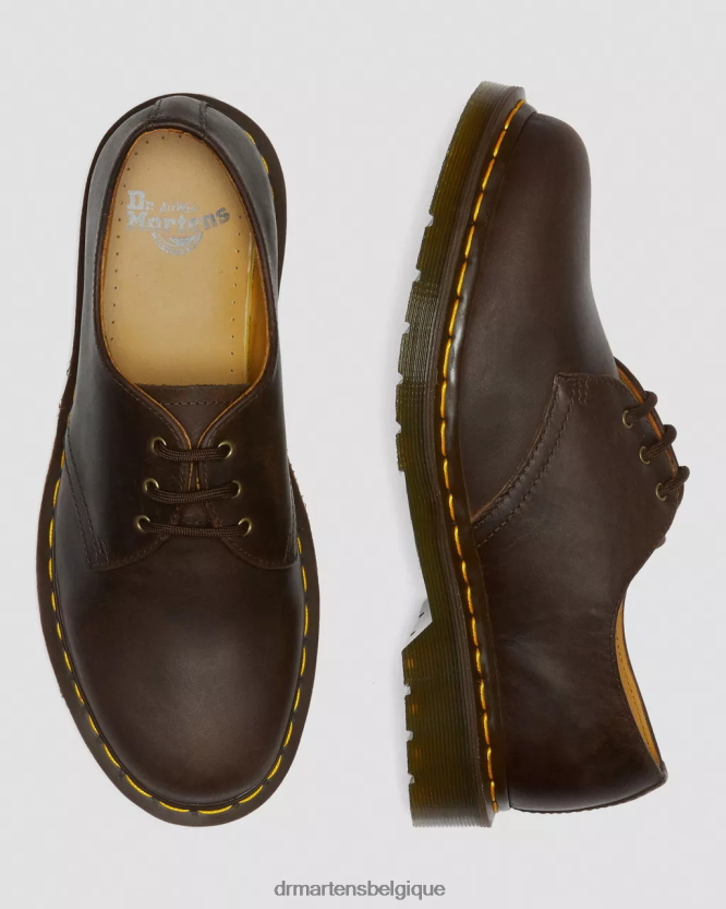 chaussure être Dr. Martens Hommes Chaussures richelieu en cuir Crazy Horse 1461 cheval fou marron 6RFZX0284