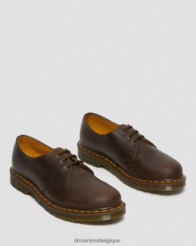 chaussure être Dr. Martens Hommes Chaussures richelieu en cuir Crazy Horse 1461 cheval fou marron 6RFZX0284