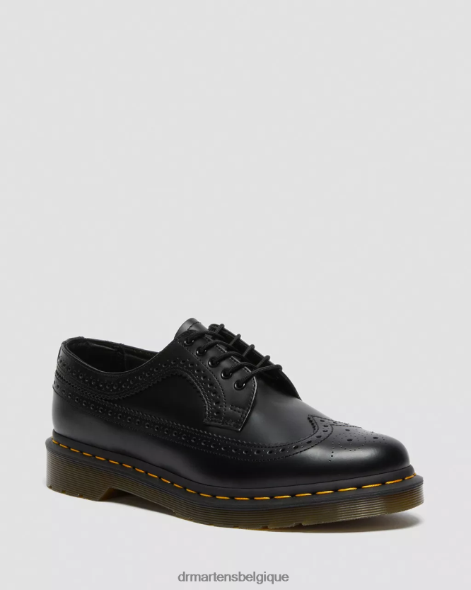 chaussure être Dr. Martens Hommes Chaussures richelieu en cuir lisse à coutures jaunes 3989 noir lisse 6RFZX0370