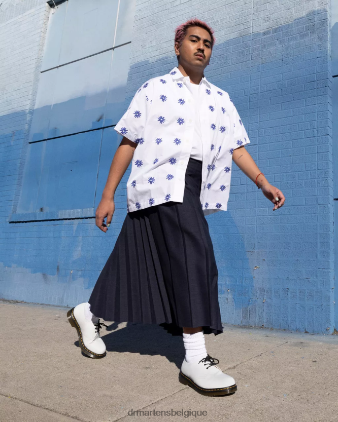 chaussure être Dr. Martens Hommes Richelieus 1461 en cuir lisse blanc lisse 6RFZX0307