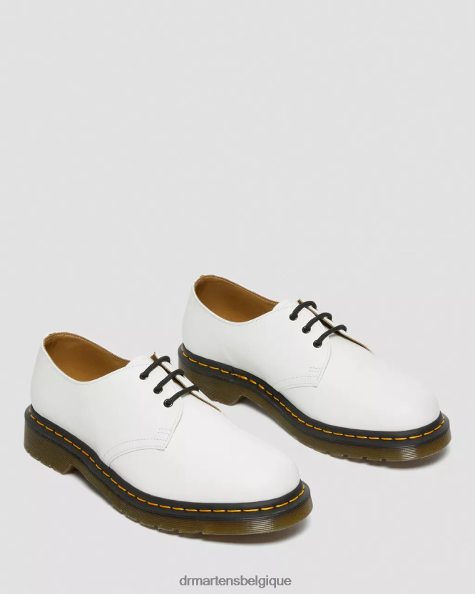chaussure être Dr. Martens Hommes Richelieus 1461 en cuir lisse blanc lisse 6RFZX0307
