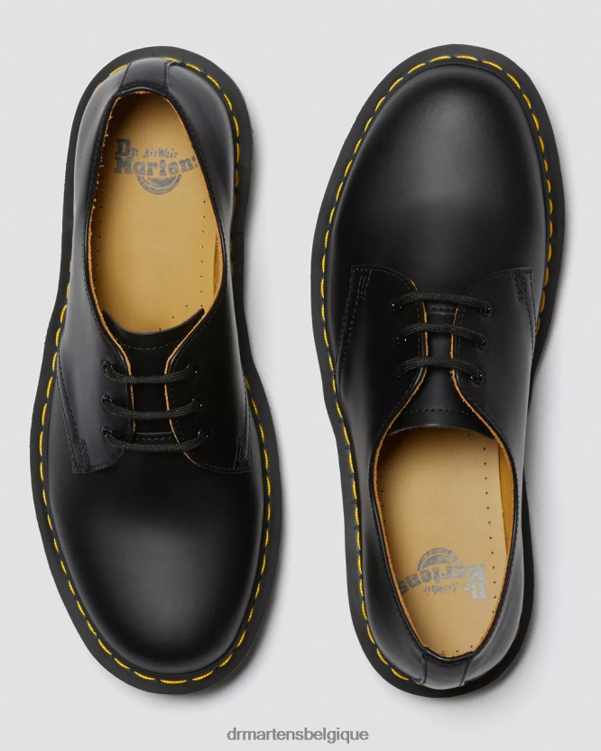 chaussure être Dr. Martens Hommes Richelieus 1461 en cuir lisse noir lisse 6RFZX0279