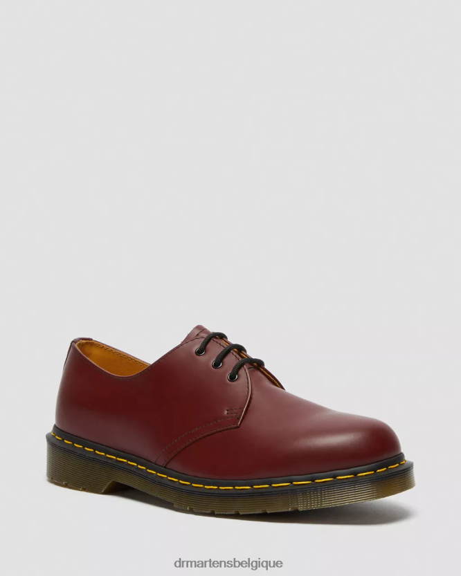 chaussure être Dr. Martens Hommes Richelieus 1461 en cuir lisse rouge cerise lisse 6RFZX0285