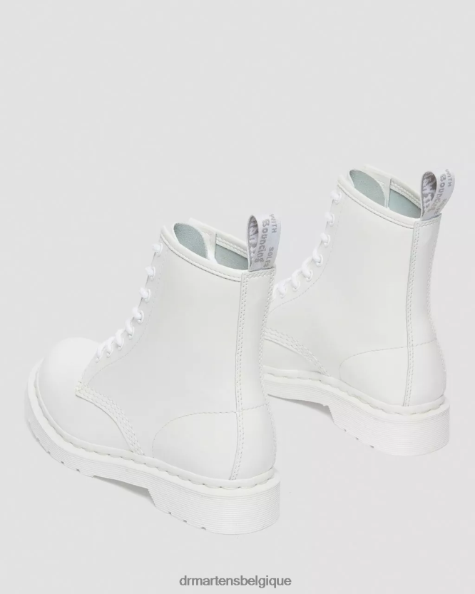 chaussure être Dr. Martens unisexe Bottines à lacets en cuir verni mono 1460 Lucido blanc et lampe vernie 6RFZX0102