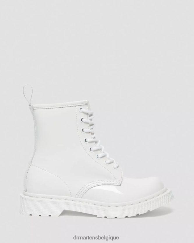 chaussure être Dr. Martens unisexe Bottines à lacets en cuir verni mono 1460 Lucido blanc et lampe vernie 6RFZX0102