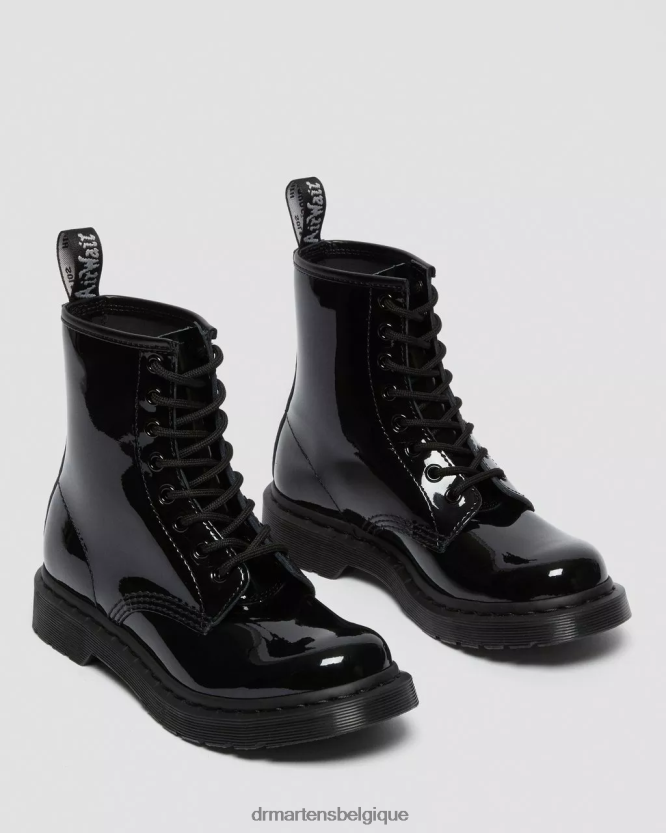 chaussure être Dr. Martens unisexe Bottines à lacets en cuir verni mono 1460 Lucido noir et lampe vernie 6RFZX0125
