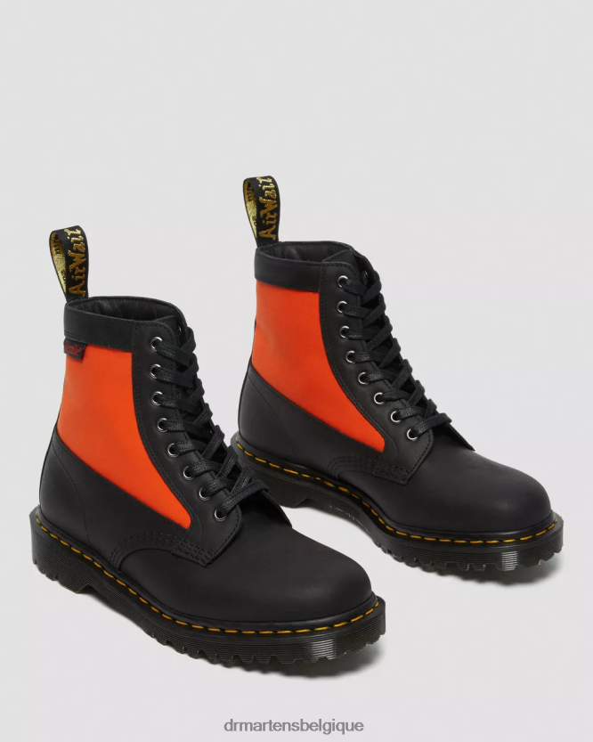 chaussure être Dr. Martens unisexe Panneau 1460 fabriqué en bottes à lacets en cuir anglais chantier naval noir et ventilation 6RFZX0106