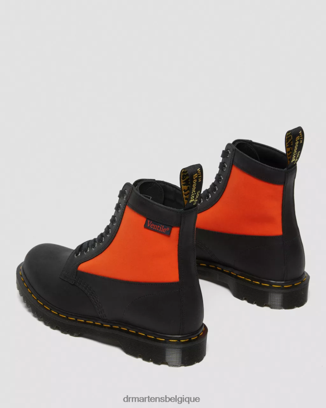 chaussure être Dr. Martens unisexe Panneau 1460 fabriqué en bottes à lacets en cuir anglais chantier naval noir et ventilation 6RFZX0106