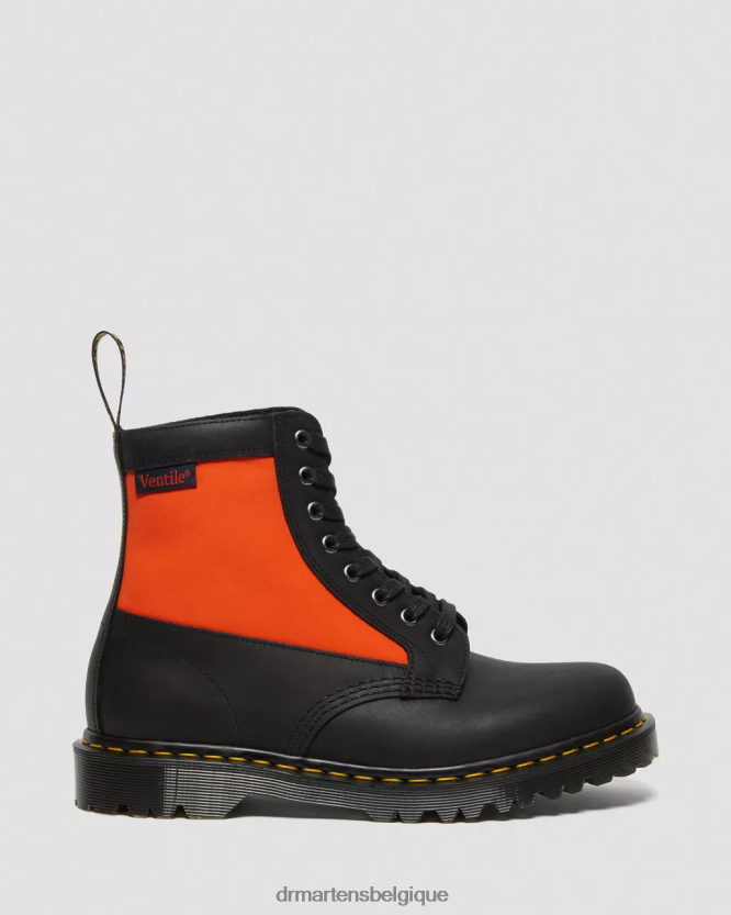 chaussure être Dr. Martens unisexe Panneau 1460 fabriqué en bottes à lacets en cuir anglais chantier naval noir et ventilation 6RFZX0106