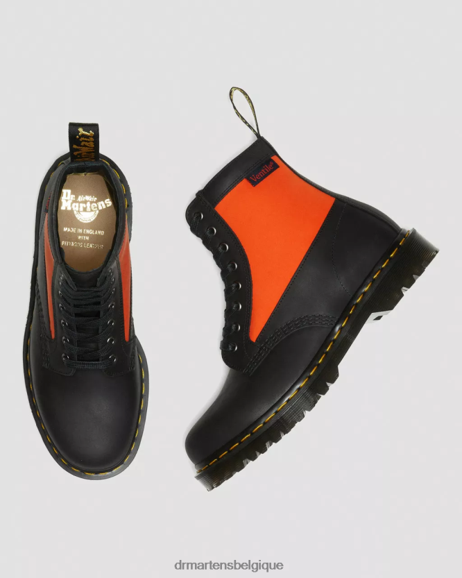 chaussure être Dr. Martens unisexe Panneau 1460 fabriqué en bottes à lacets en cuir anglais chantier naval noir et ventilation 6RFZX0106