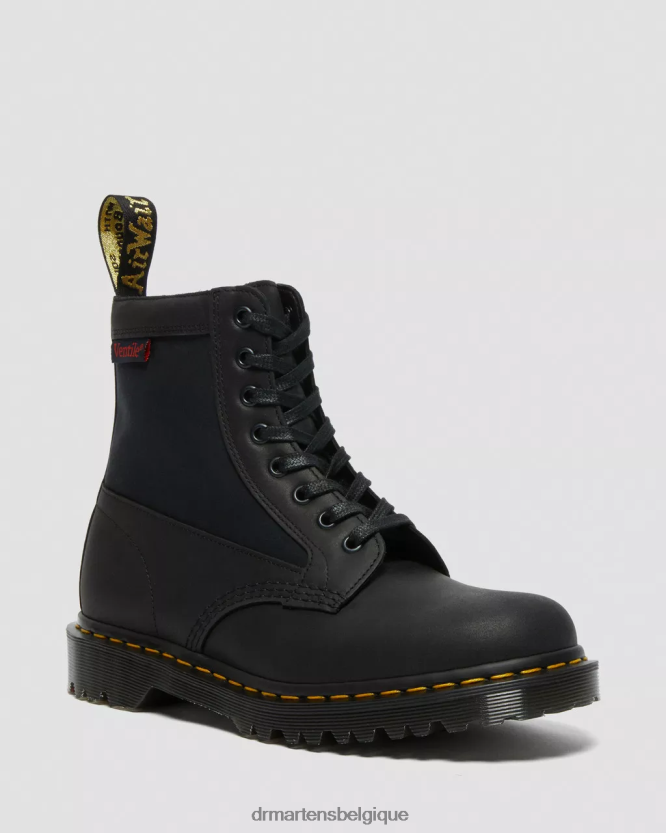 chaussure être Dr. Martens unisexe Panneau 1460 fabriqué en bottes à lacets en cuir anglais chantier naval noir et ventilation 6RFZX099