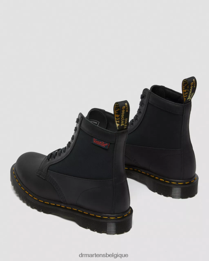 chaussure être Dr. Martens unisexe Panneau 1460 fabriqué en bottes à lacets en cuir anglais chantier naval noir et ventilation 6RFZX099