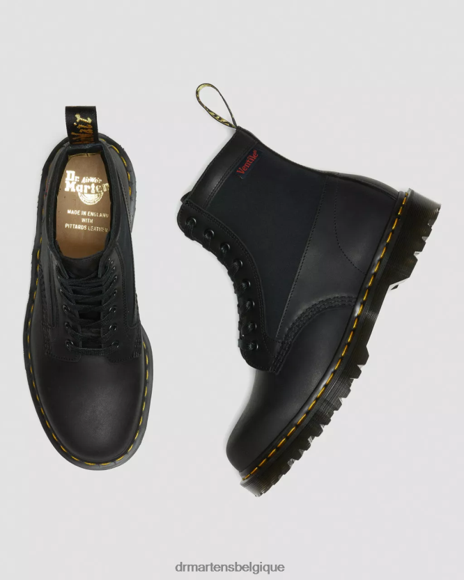chaussure être Dr. Martens unisexe Panneau 1460 fabriqué en bottes à lacets en cuir anglais chantier naval noir et ventilation 6RFZX099