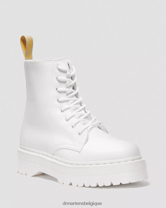 chaussure être Dr. Martens unisexe bottes végétaliennes jadon ii plates-formes mono kemble kemble blanc 6RFZX0110