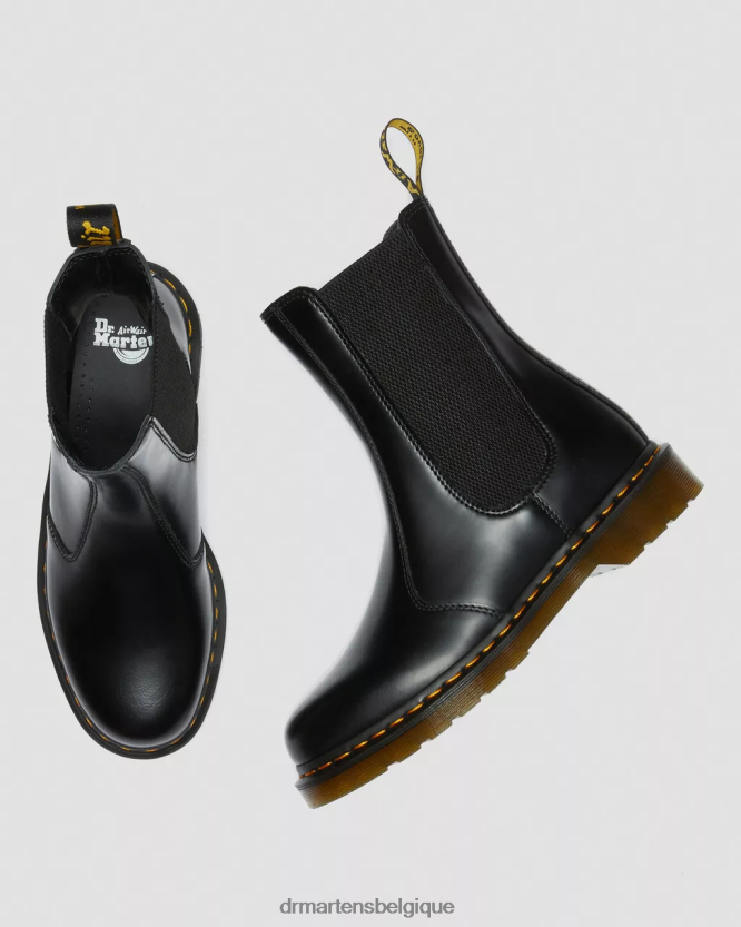 chaussure être Dr. Martens unisexe Bottines chelsea en cuir lisse 2976 hi noir lisse 6RFZX0109