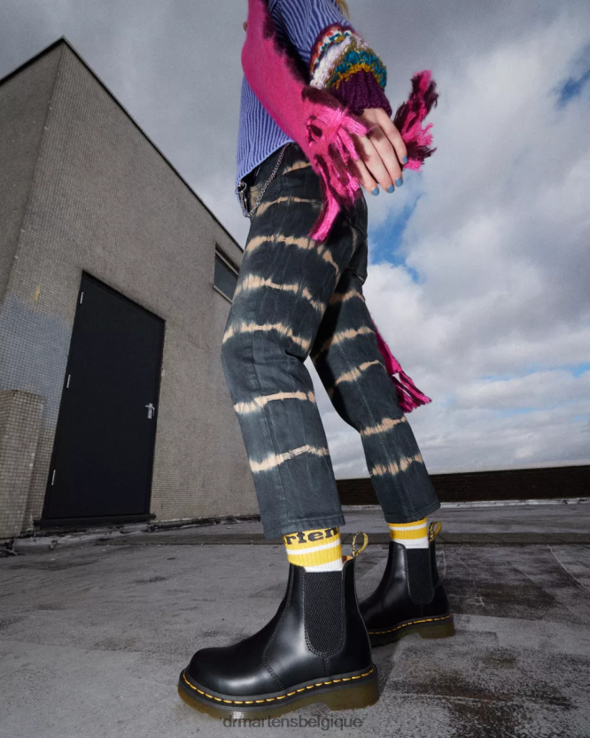 chaussure être Dr. Martens unisexe Bottines chelsea en cuir lisse 2976 noir lisse 6RFZX034