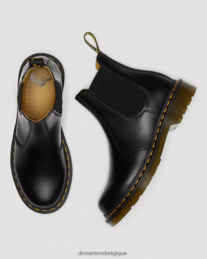 chaussure être Dr. Martens unisexe Bottines chelsea en cuir lisse 2976 noir lisse 6RFZX034