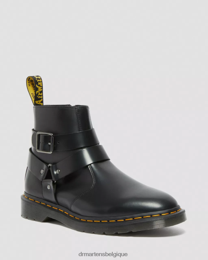 chaussure être Dr. Martens unisexe bottes chelsea à harnais en cuir jaimes noir poli lisse 6RFZX0188