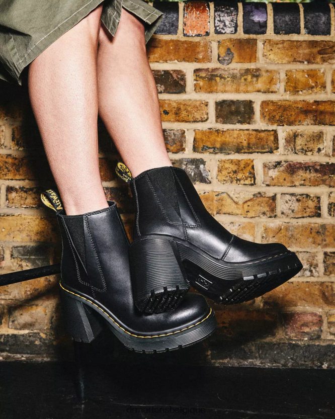 chaussure être Dr. Martens unisexe bottines chelsea en cuir à talons évasés spence envoi noir 6RFZX035