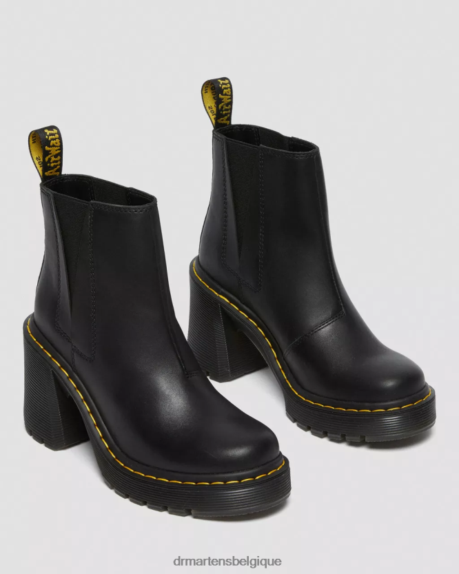 chaussure être Dr. Martens unisexe bottines chelsea en cuir à talons évasés spence envoi noir 6RFZX035