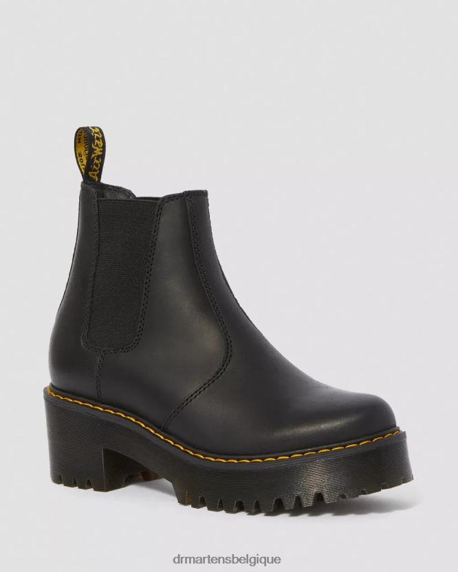chaussure être Dr. Martens unisexe bottines chelsea à plateforme en cuir Rometty Wyoming Wyoming bruni noir 6RFZX042