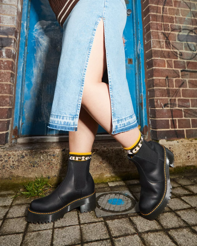 chaussure être Dr. Martens unisexe bottines chelsea à plateforme en cuir Rometty Wyoming Wyoming bruni noir 6RFZX042
