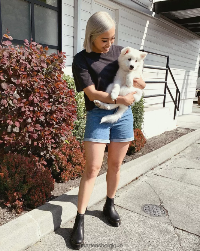 chaussure être Dr. Martens unisexe bottines chelsea à plateforme en cuir Rometty Wyoming Wyoming bruni noir 6RFZX042