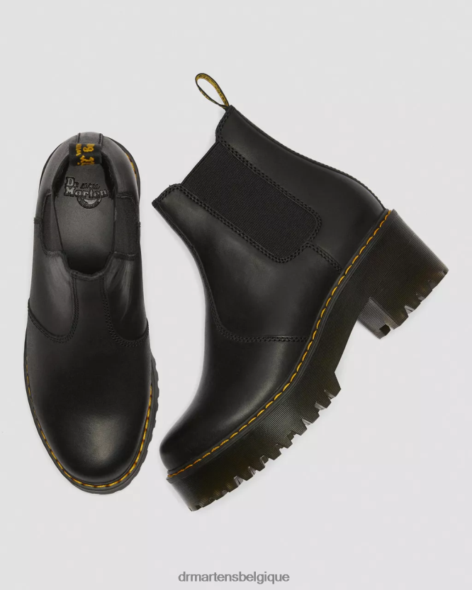 chaussure être Dr. Martens unisexe bottines chelsea à plateforme en cuir Rometty Wyoming Wyoming bruni noir 6RFZX042