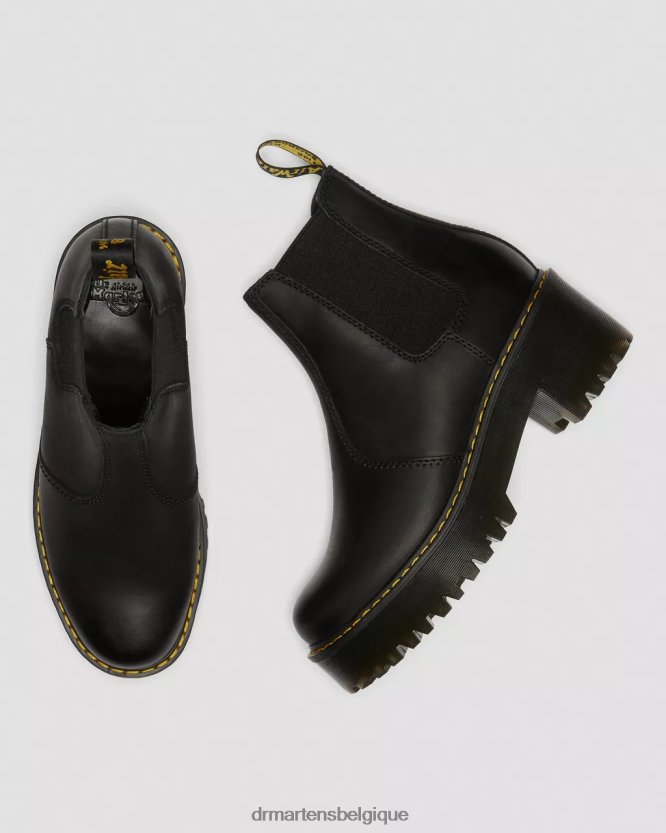 chaussure être Dr. Martens unisexe bottines chelsea à plateforme en cuir Rometty Wyoming Wyoming bruni noir 6RFZX042