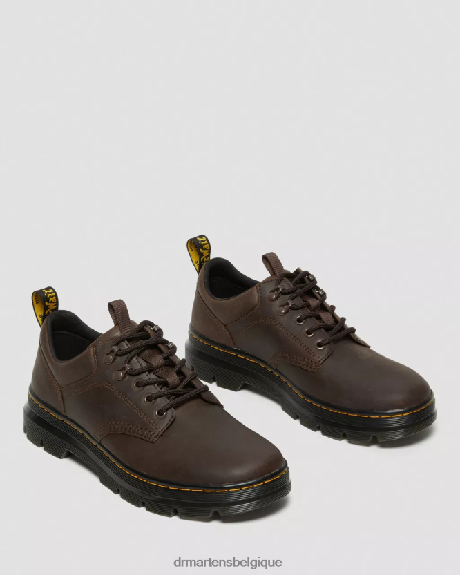 chaussure être Dr. Martens unisexe Reeder - Chaussures utilitaires en cuir Crazy Horse cheval fou marron foncé 6RFZX0388