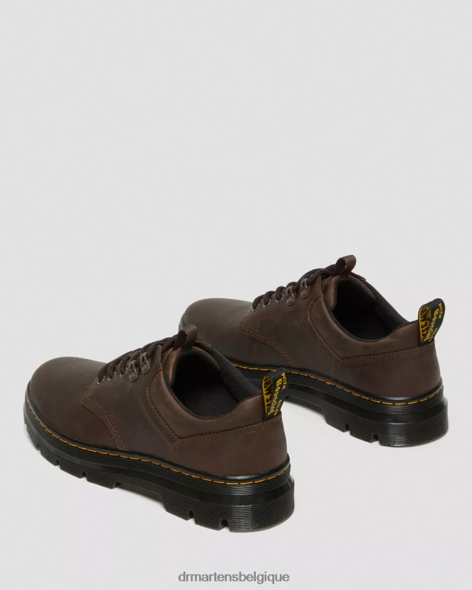 chaussure être Dr. Martens unisexe Reeder - Chaussures utilitaires en cuir Crazy Horse cheval fou marron foncé 6RFZX0388